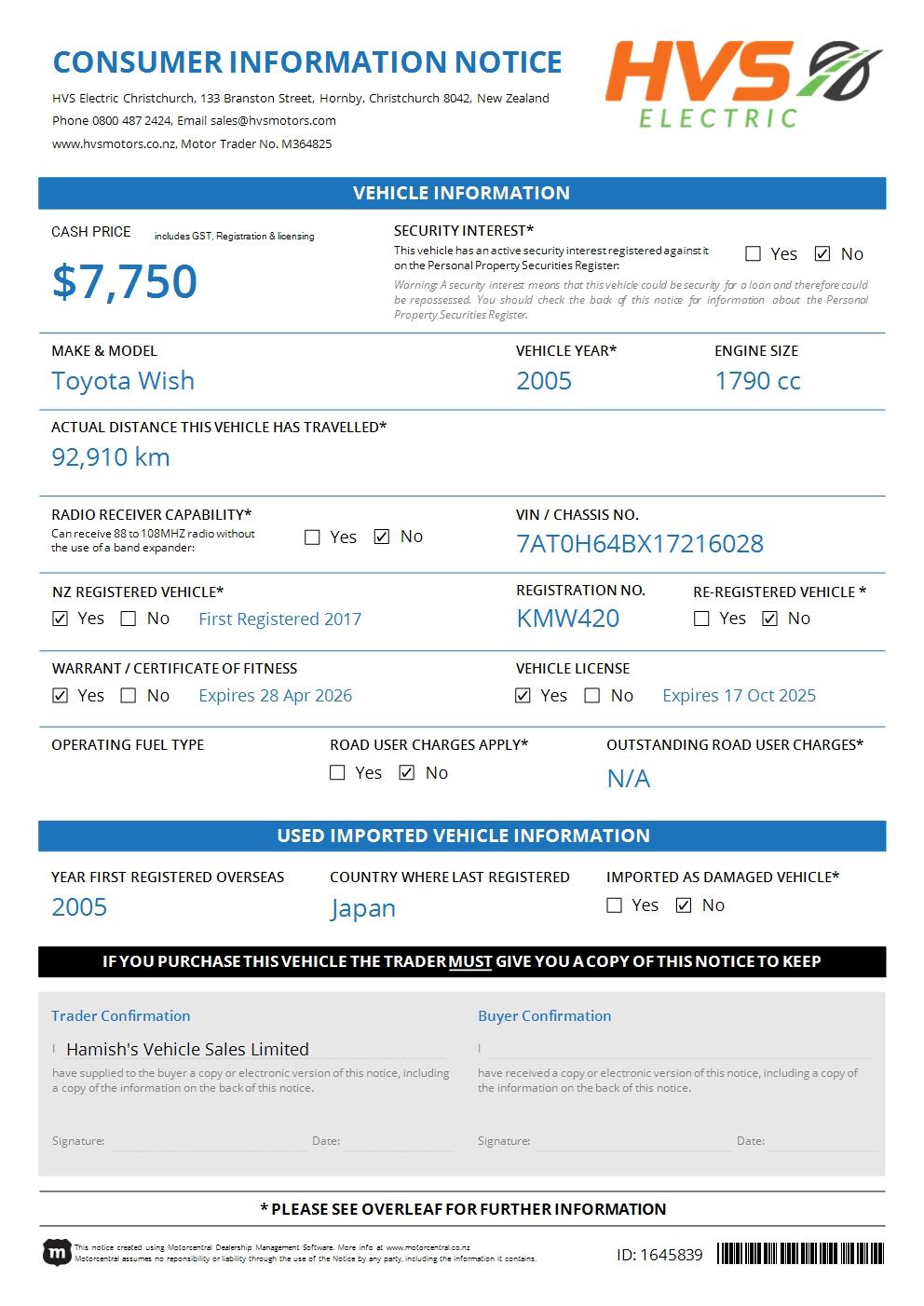 Toyota Wish 1.8