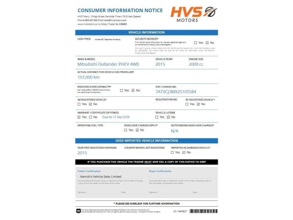 Mitsubishi Outlander 2.4 PHEV PHEV 4WD SPORT STYLE EDITION