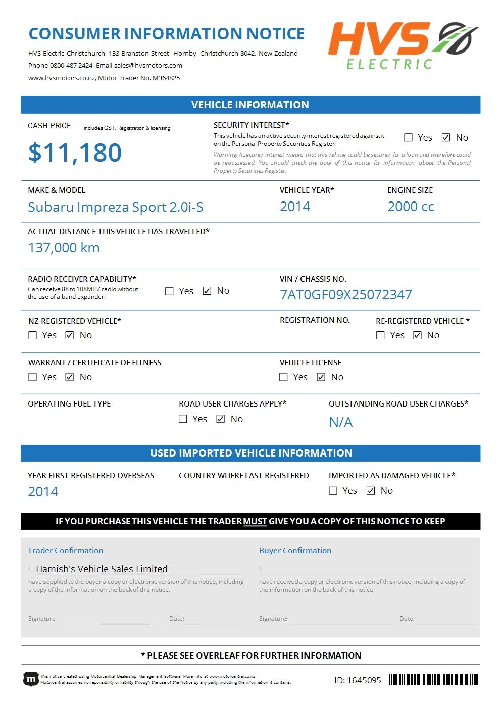 Subaru Impreza Sport 2.0i-S EyeSight 4WD