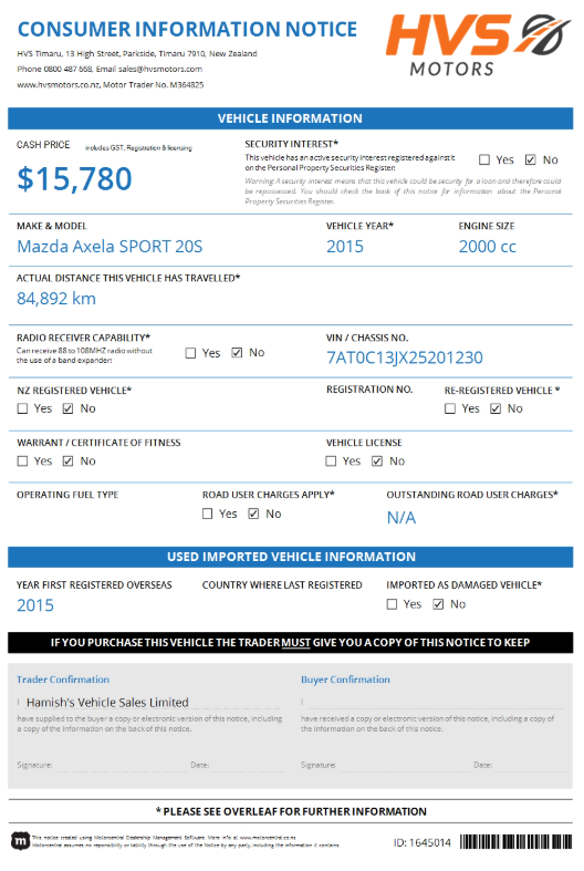 Mazda Axela 2.0 SPORT 20S