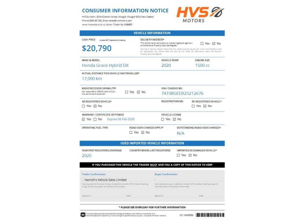 Honda Grace Hybrid DX