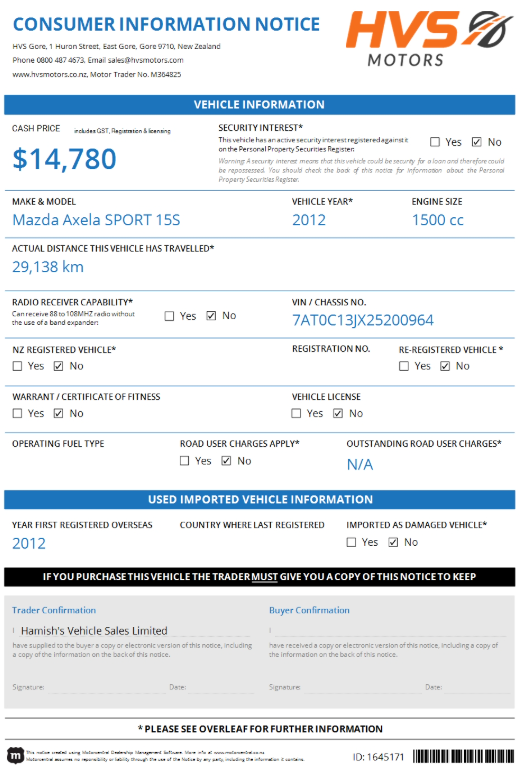 Mazda Axela 1.5 SPORT 15S