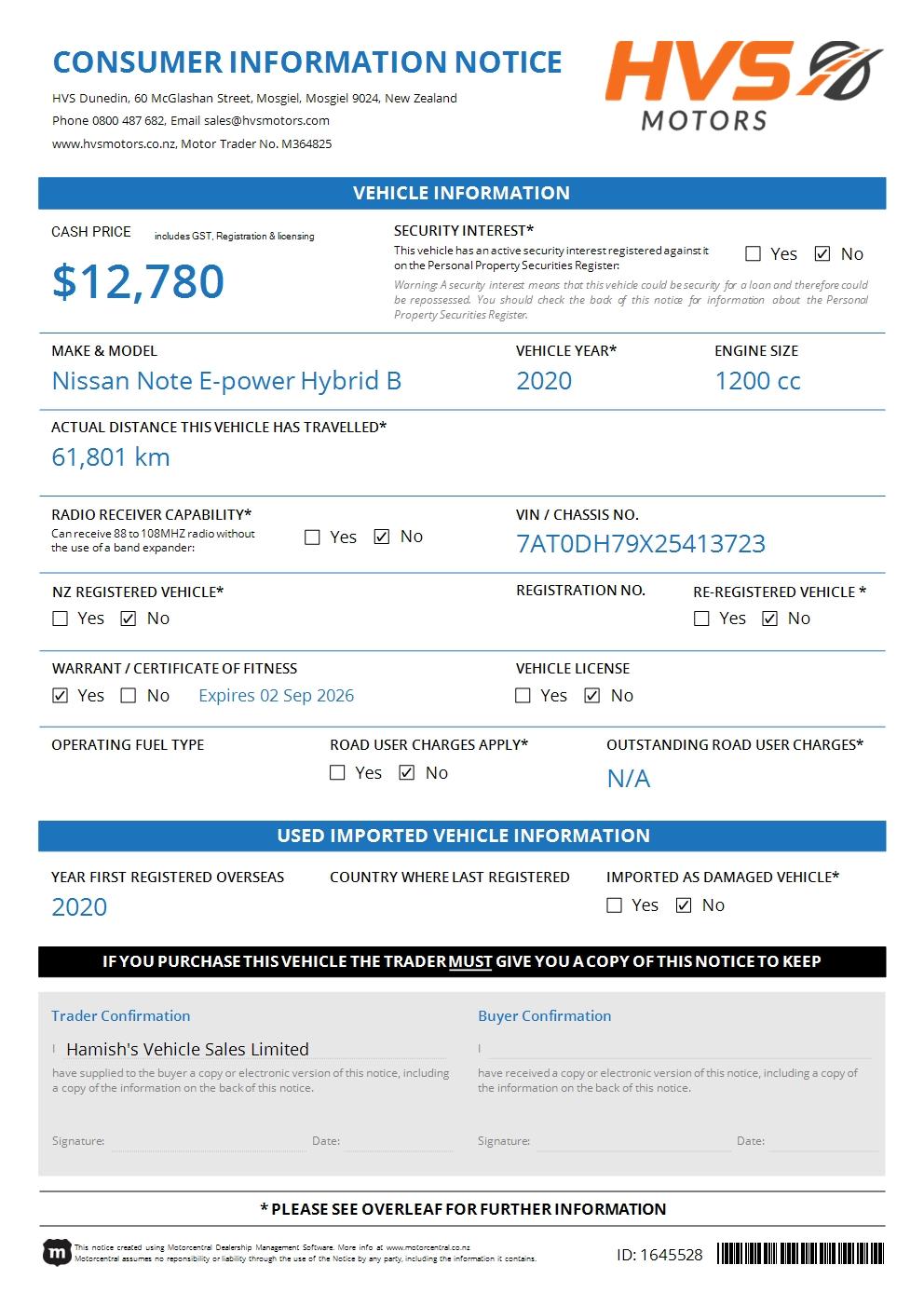 Nissan Note E-power Hybrid B