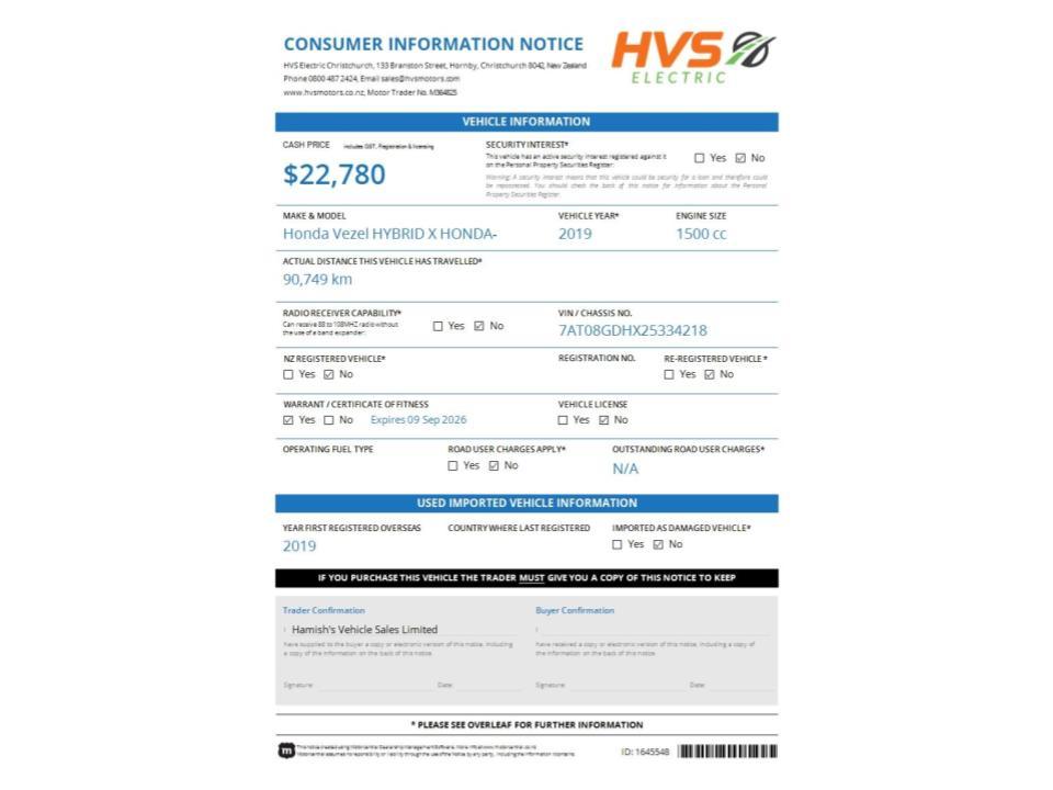 Honda Vezel 1.5 HYBRID HYBRID X HONDA-SENSING