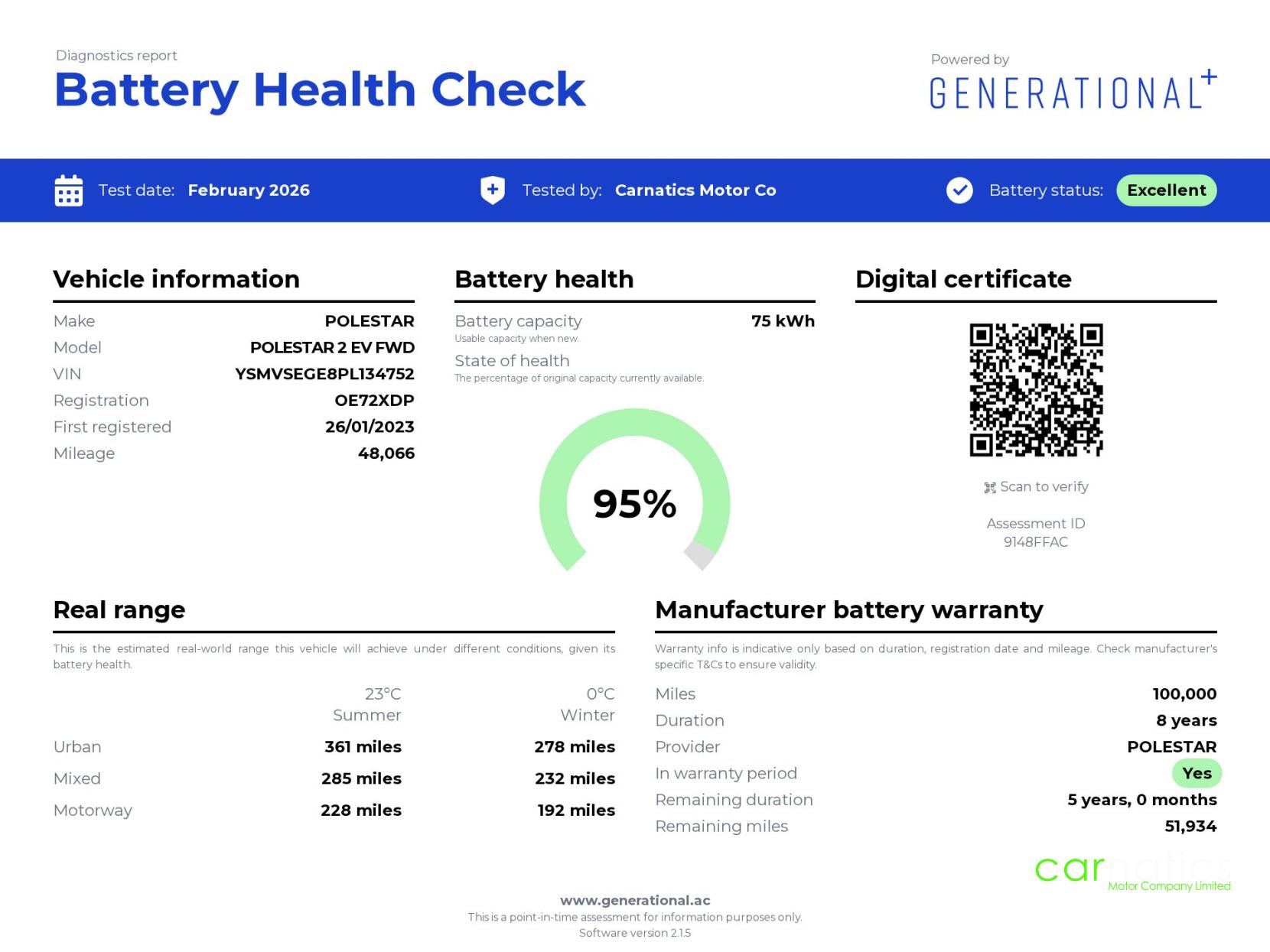 Polestar Polestar 2 Single Motor 78kWh Long Range Fastback 5dr Electric Auto FWD (231 ps)