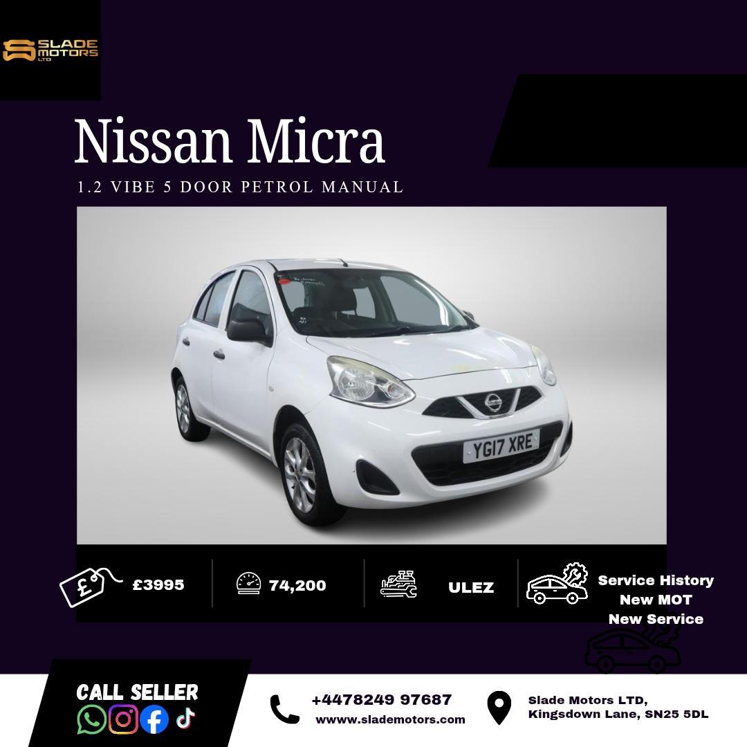 Nissan Micra 1.2 Vibe Hatchback 5dr Petrol Manual Euro 6 (80 ps)