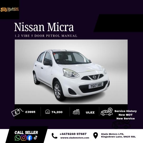 Nissan Micra 1.2 Vibe Hatchback 5dr Petrol Manual Euro 6 (80 ps)
